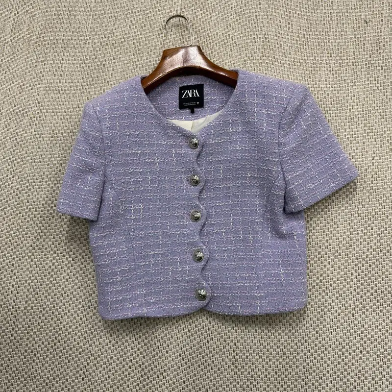 자라 ZARA 크롭 반팔 트위드 자켓 S H04253
