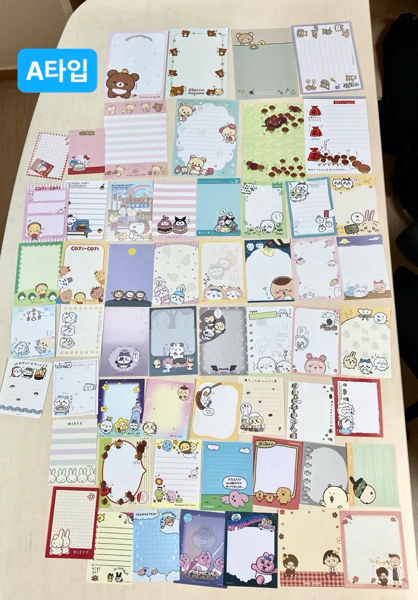 노중복 지류 메모지 소분 띵 총 112장 (치이카와 다수, 리락쿠마, 코지코지, 최고심, 다마고치, 아마구리짱 등)