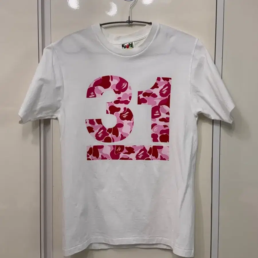 베이프 31주년 ABC 카모 티셔츠 화이트 핑크 S
