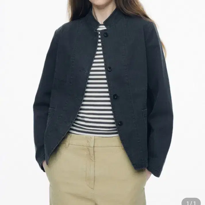 낫띵리튼 워싱 코튼 스탠드 재킷 (워싱 블루)