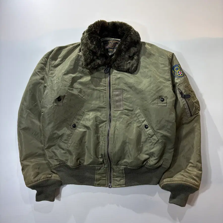 미군 스타일 세이지그린 B-15 플라이트 자켓