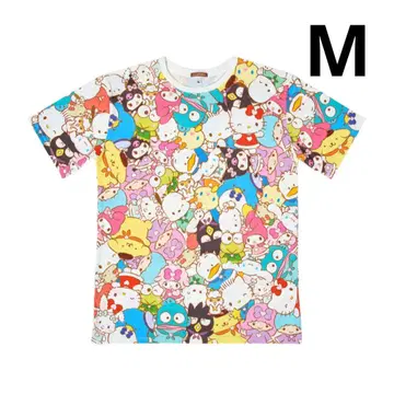 산리오 퓨로랜드 한정판 올 패턴 캐릭터 T셔츠 M sanrio