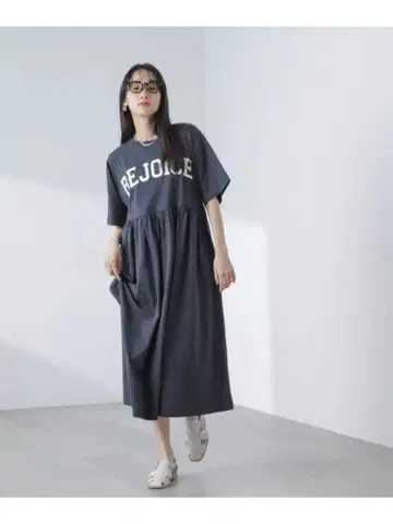 nanouniverse 개더 절개 로고 컷 원피스