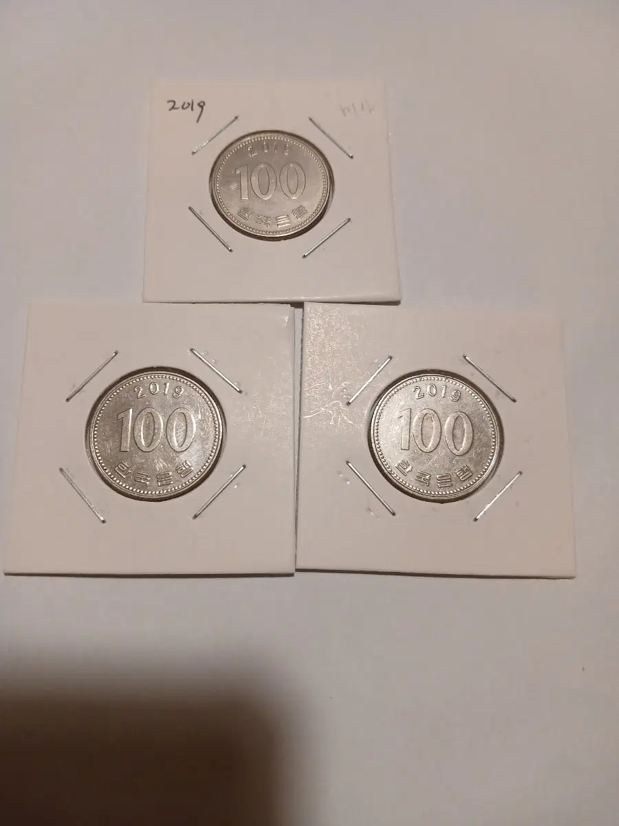 2019년 100원 3개