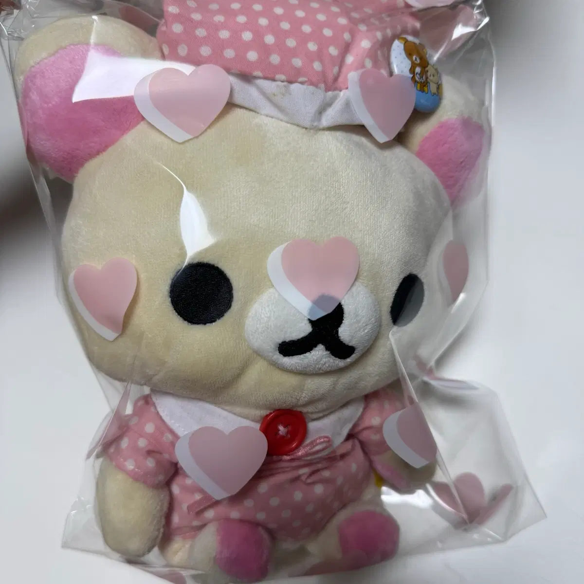 코리락쿠마 땡땡이 잠옷 파자마 인형 뱃지 포함