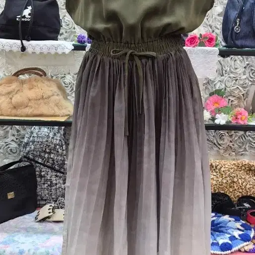 플리츠 롱원피스 77 88