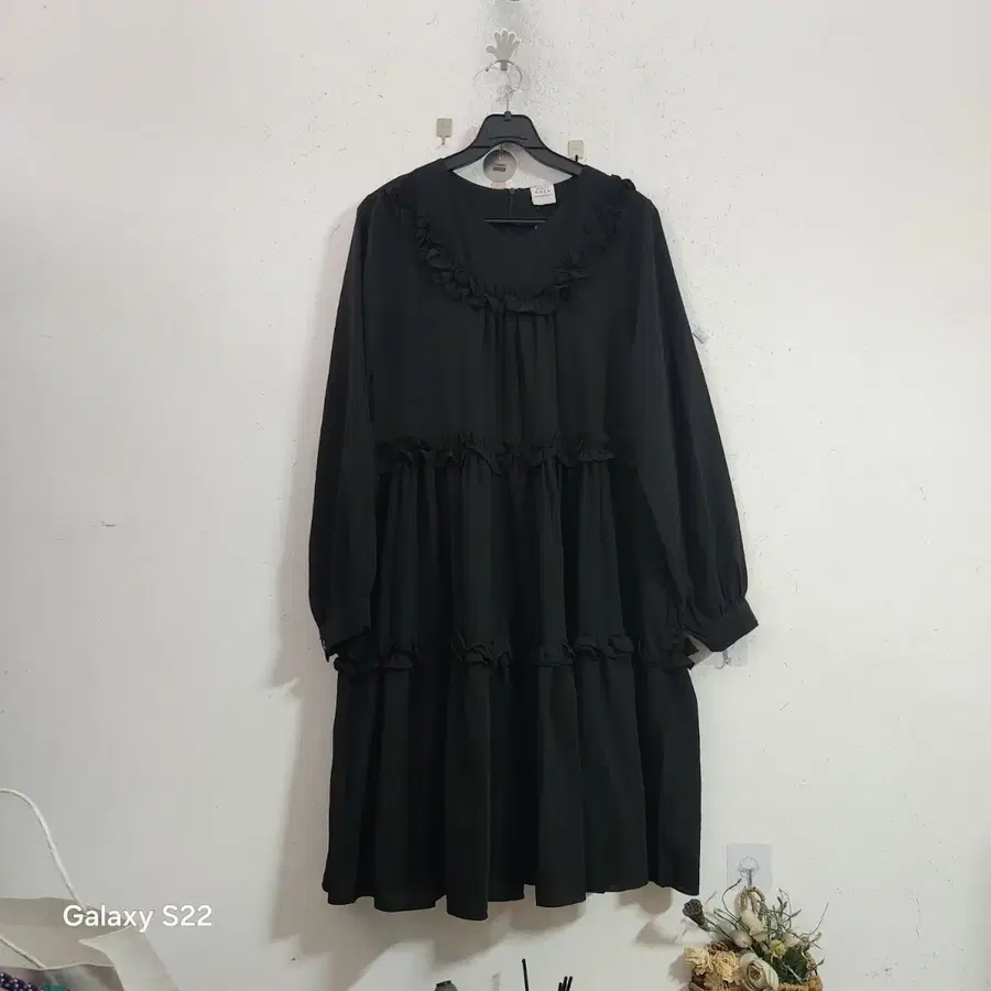 쉬폰프릴 레이스 블랙 원피스새옷