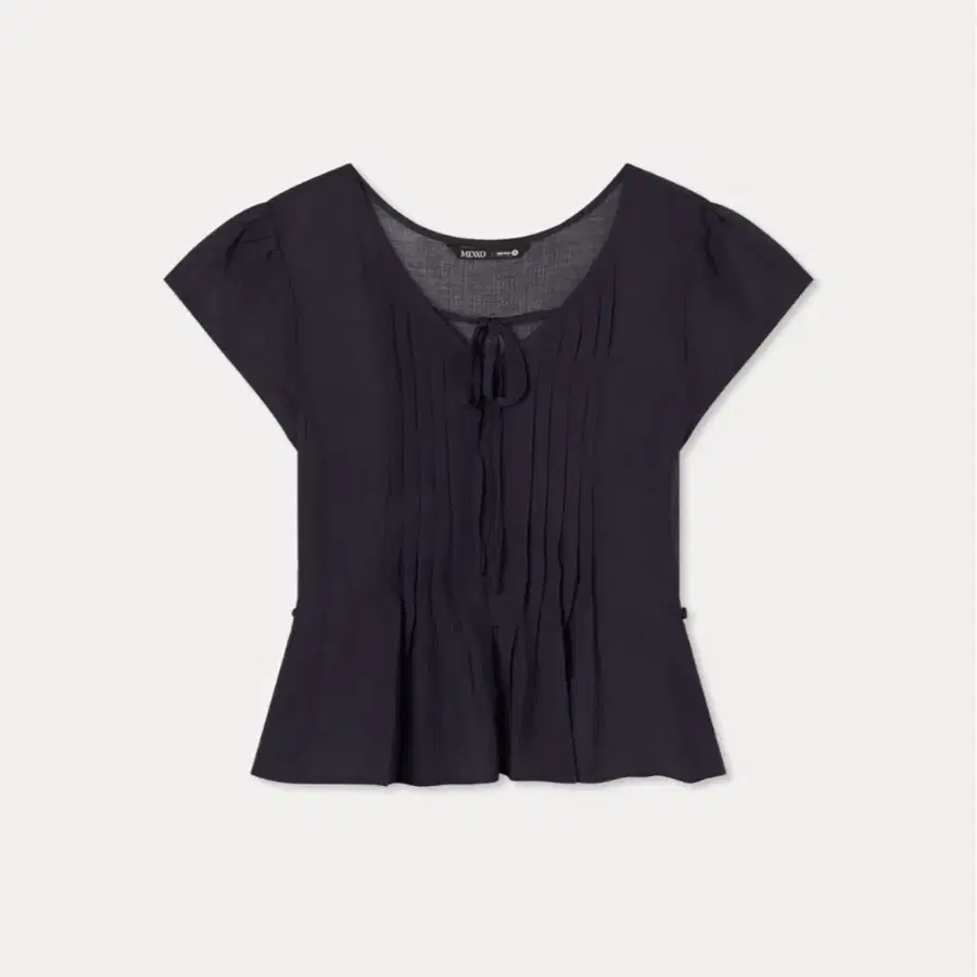 미쏘 mixxo 브이넥 핀턱 블라우스 네이비