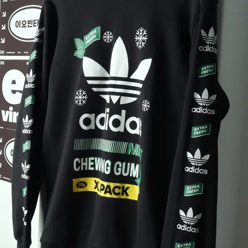 (L-XL) 아디다스 맨투맨 티셔츠 민트 트레포일 희귀-H38596