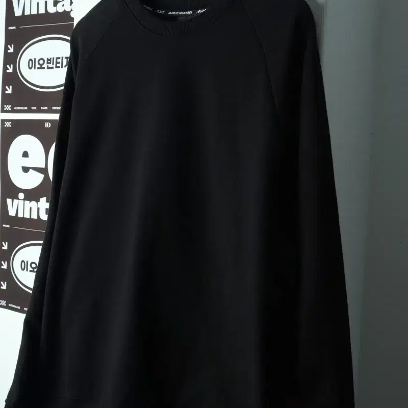 (M-2XL) 아차 맨투맨 티셔츠 스트링 박시 스웻 블랙-H38565
