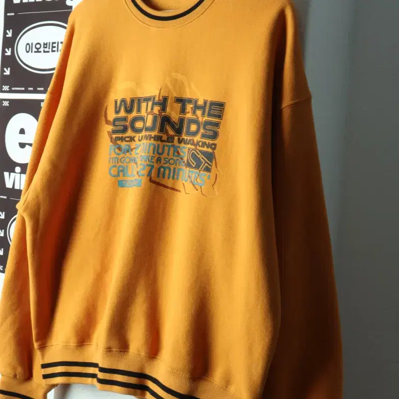 (M-XL) 테켓 맨투맨 티셔츠 기모 머스타드 스웻 올드스쿨-H38566