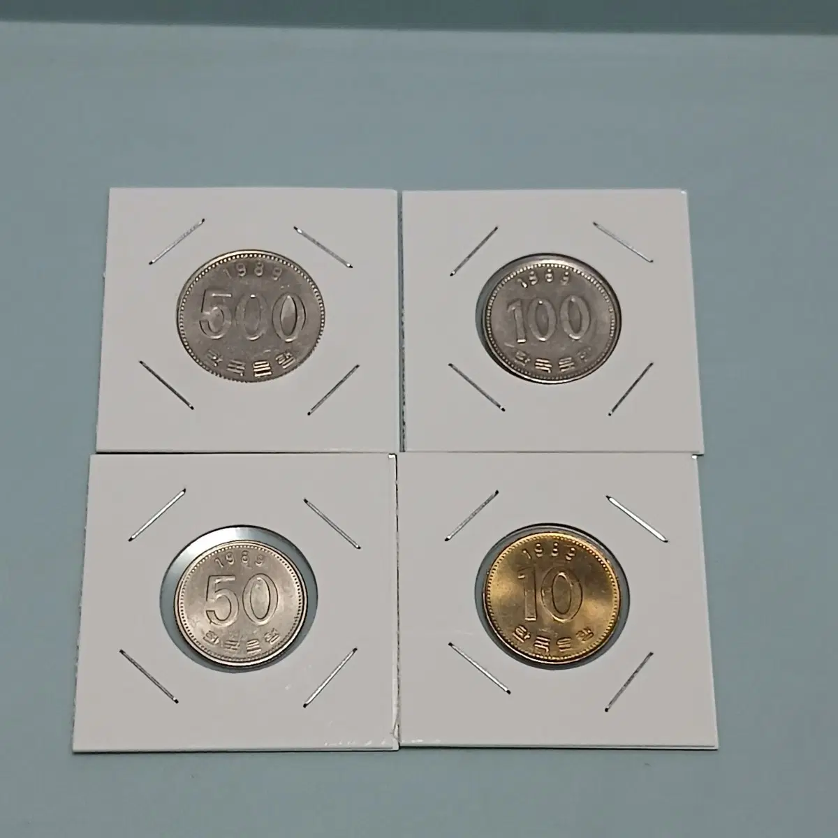 한국은행 1989년 4종쎄트 500~100~50~10주 미사용