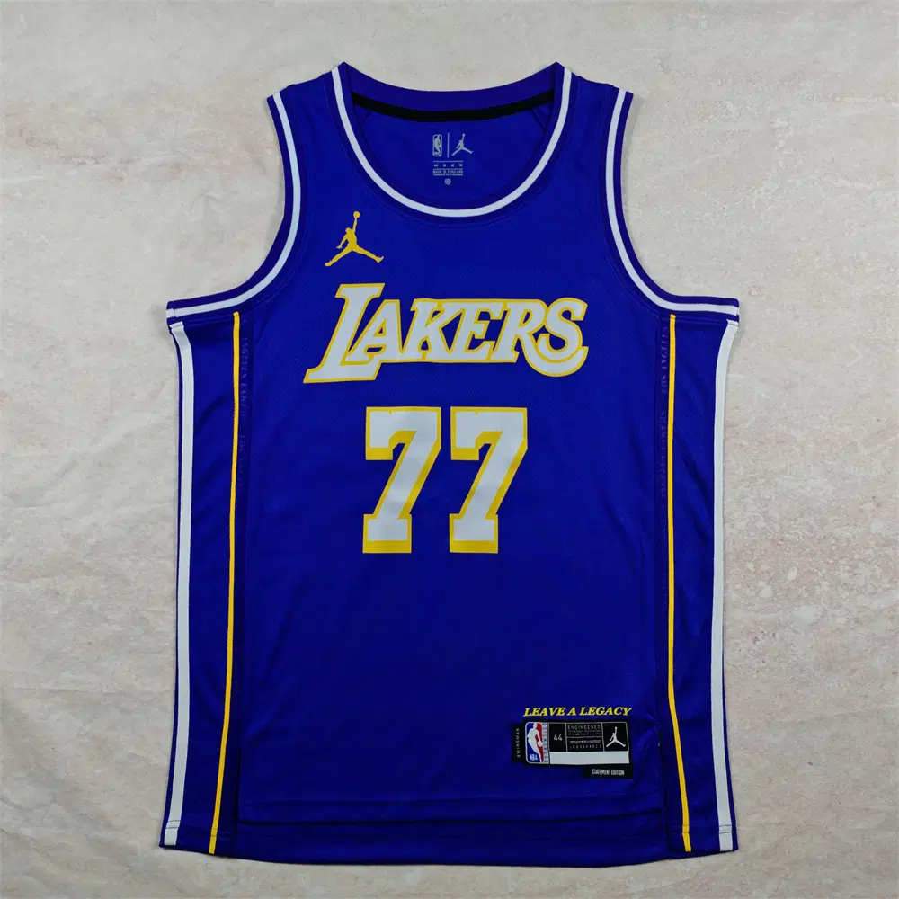 NBA 레이커스 루카 돈치치 77번 어소시에이션 에디션 퍼플 농구 유니폼 남녀공용 저지