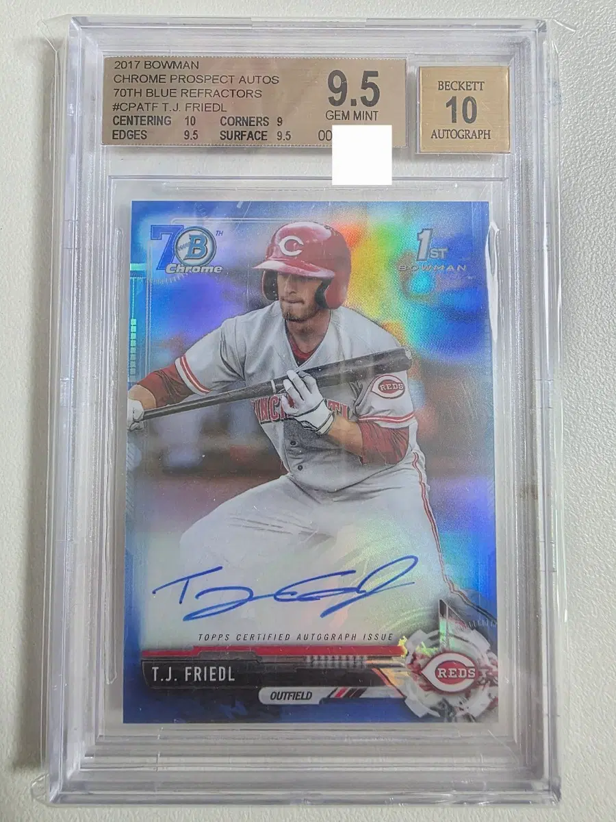2017 mlb TJ 프리들 70주년 블루리플 루키오토 bgs 9.5 신시네티레즈