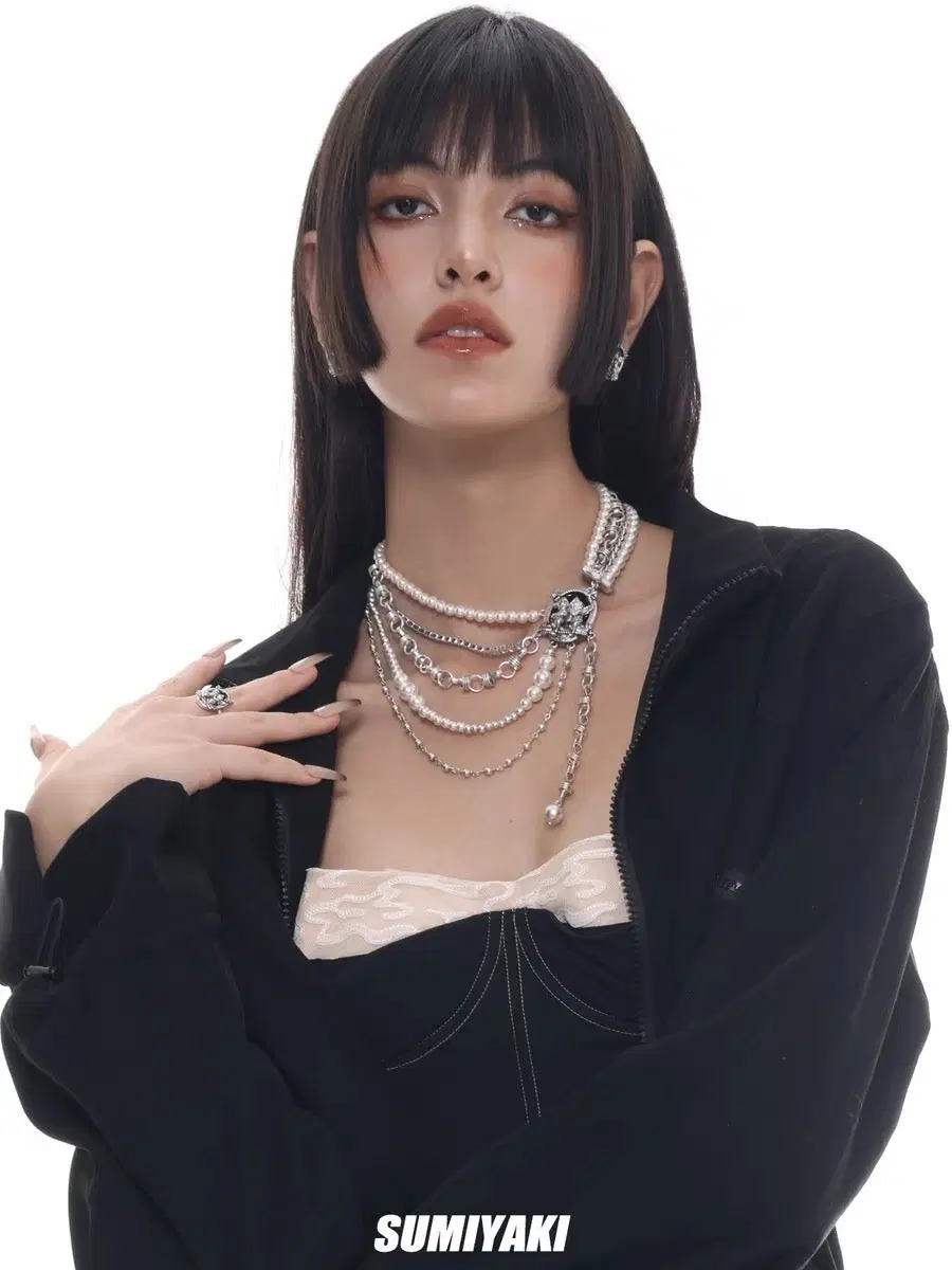 [LUBA] 빈티지 천사 카메오 레이어드 진주 목걸이