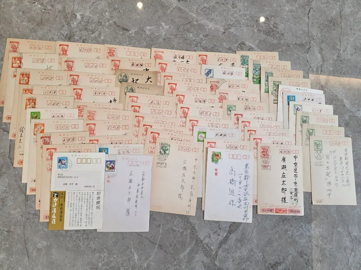 3. 근현대 오래된 일본 사용한 엽서 60장 일괄.