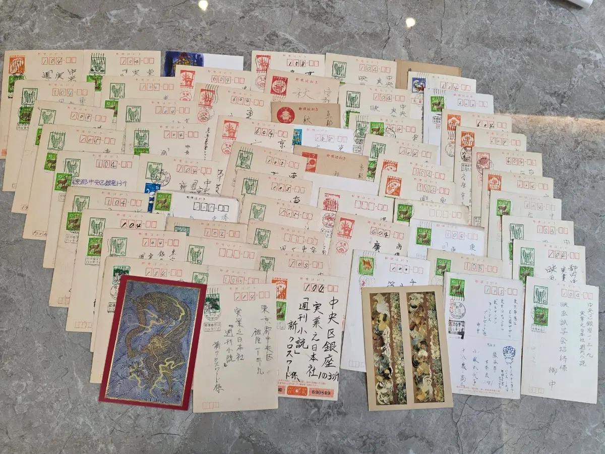 4. 근현대 오래된 일본 사용한 엽서 60장 일괄.
