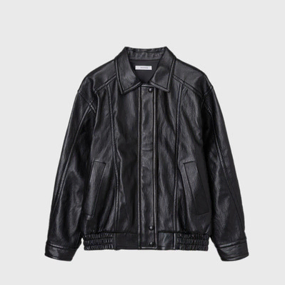 모노하 레더자켓 faux leather jumper 블랙