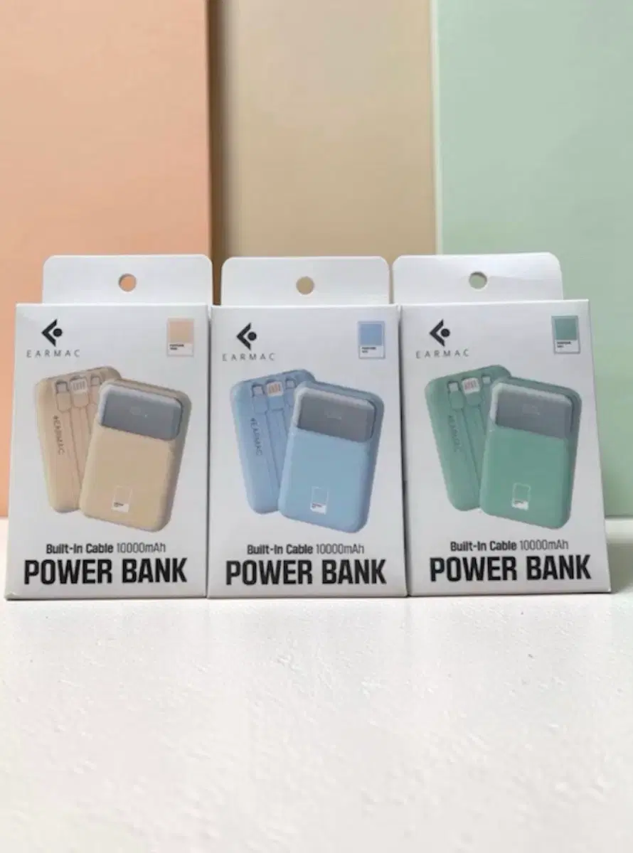 팬톤 파워뱅크10000mAh 케이블내장 케이블 보조배터리