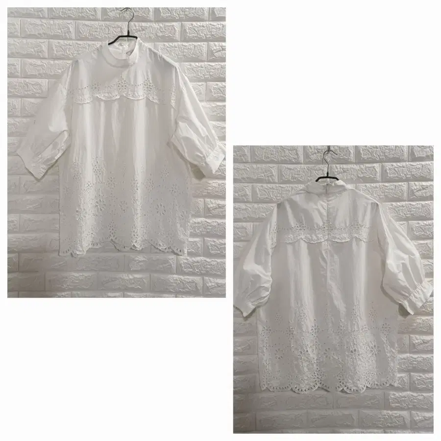 ZARA 오버핏 레이스펀칭 블라우스