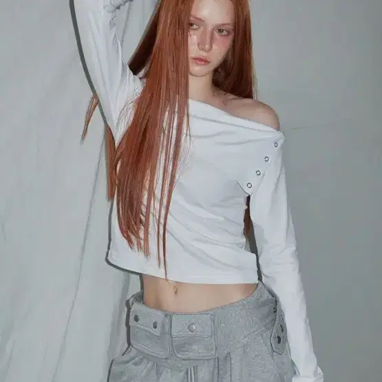 렌세 Snap Off Long Sleeve Tee White