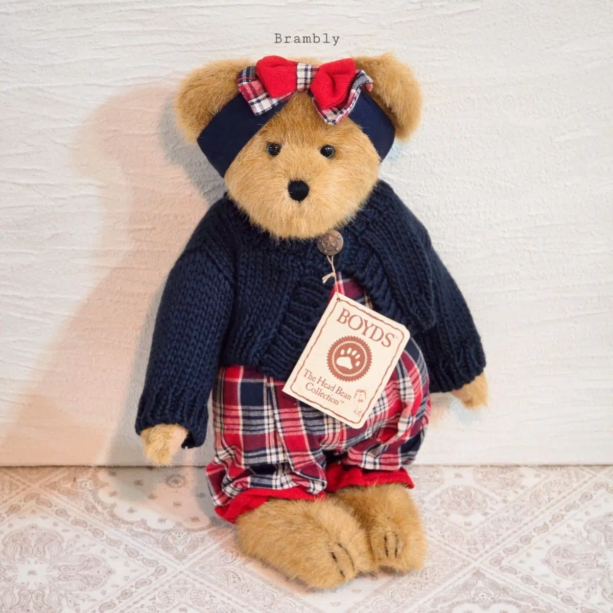 Boyds Bears 보이즈베어 빈티지인형 테디베어 체크 가디건 곰돌이 인테리어 장식 수집 소품