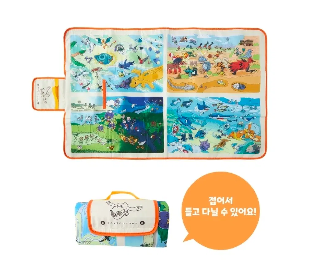 포켓몬센터 생태도감 피크닉매트 새상품 망나뇽 돈크로우 브이젤 등