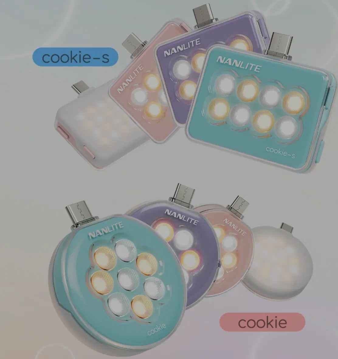 난라이트 Cookie 쿠키 C타입 미니 포켓 LED 촬영 조명 시안블루