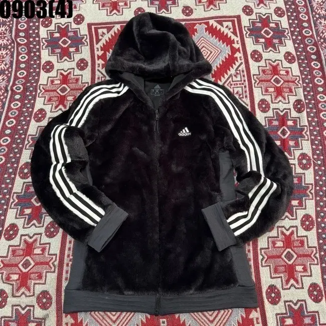 아디다스 퍼 후드집업 블랙 XS 0903