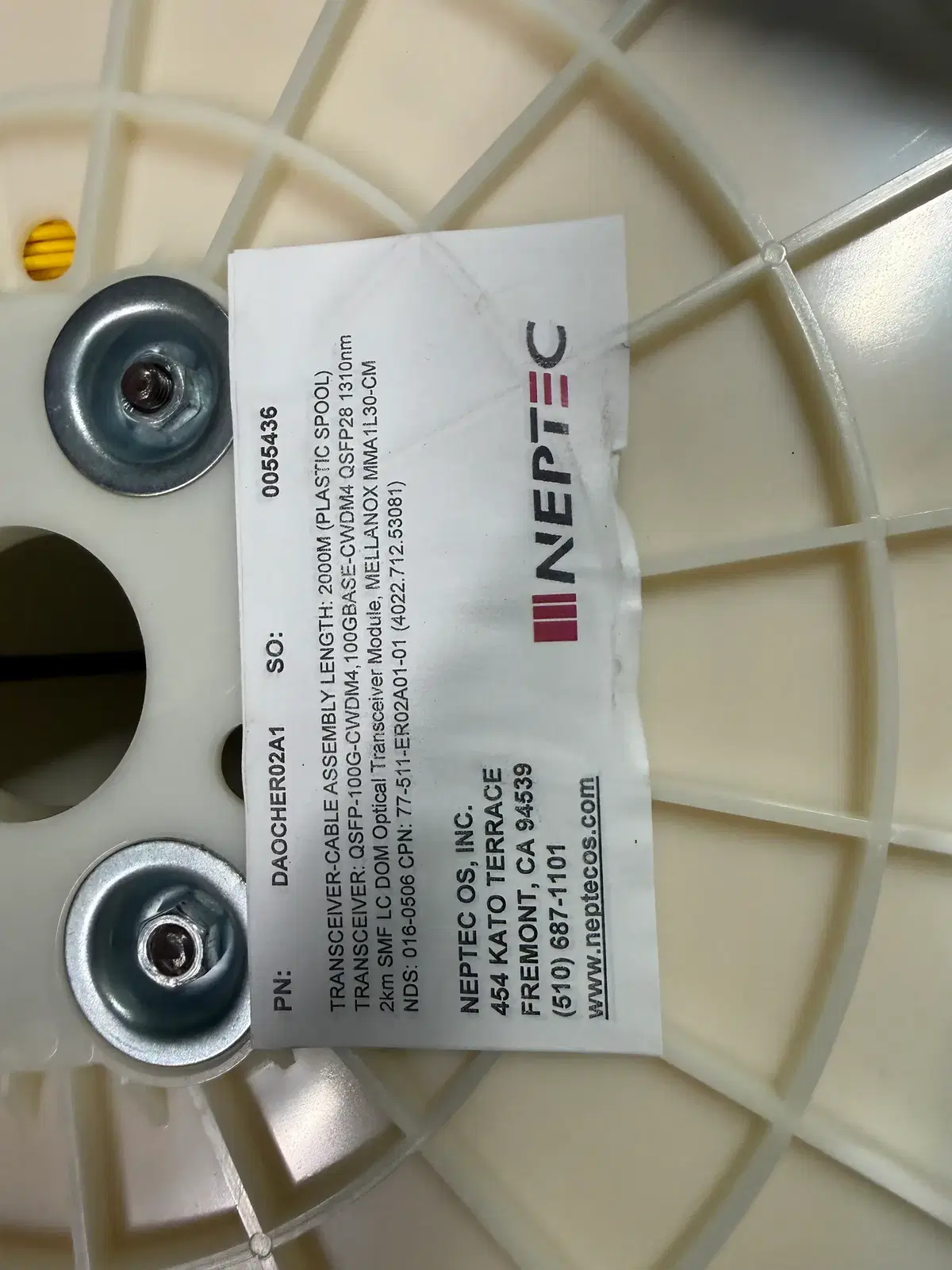 [미사용/새제품] Neptec 100G QSFP28 CWDM4 광트랜시버 케이블 2,000M (2km) 1롤
