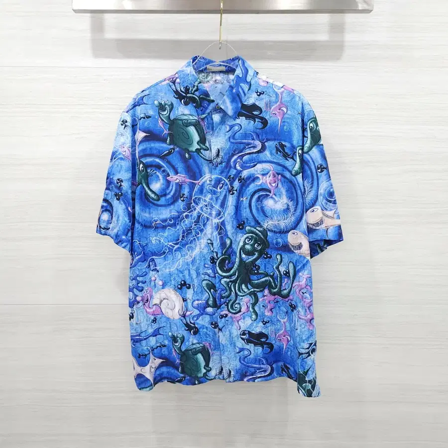 40 / 디올 X 케니샤프 오블리크 Sea Life 반팔 실크 셔츠 033C508A5196