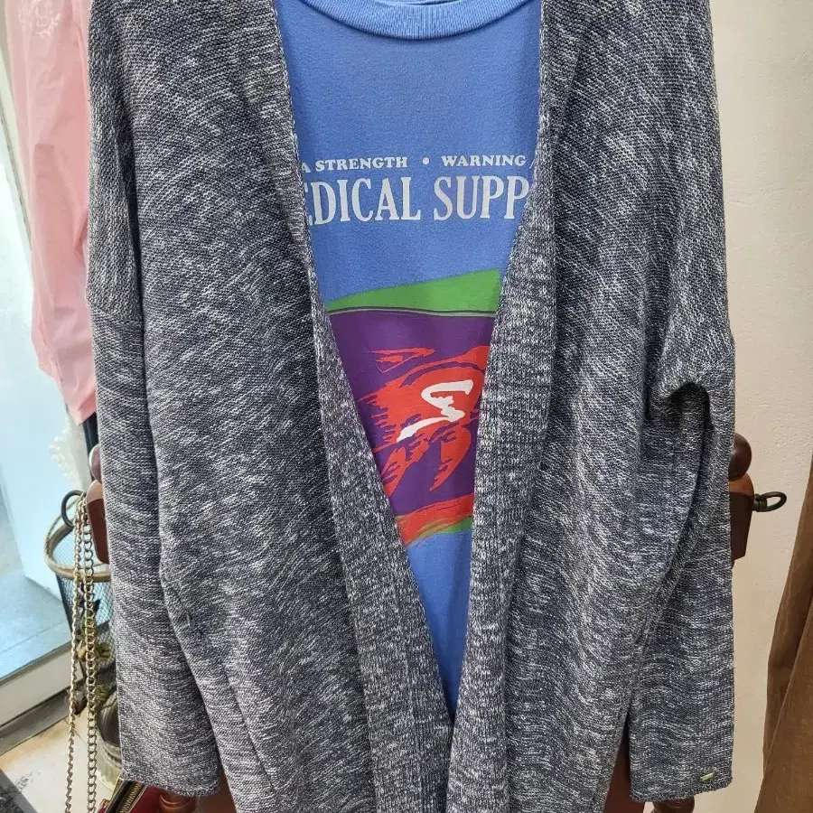 타미힐피거 가디건 블루 셔츠 세트