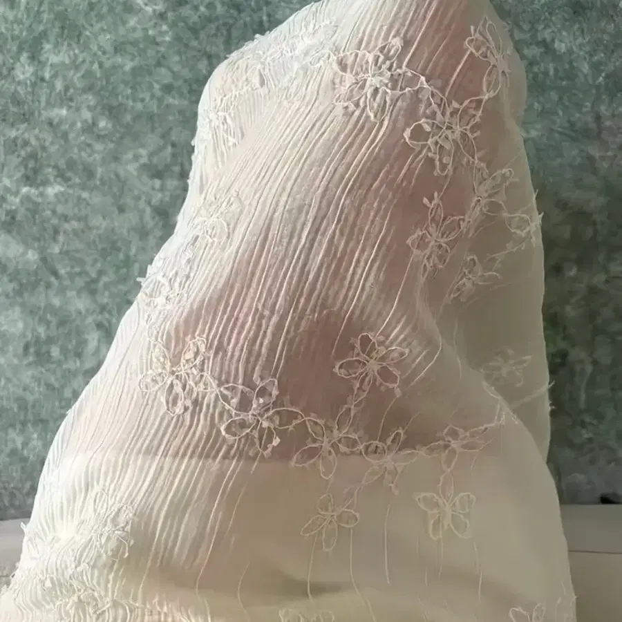 레이스 꽃 자수 쉬폰 롱스커트