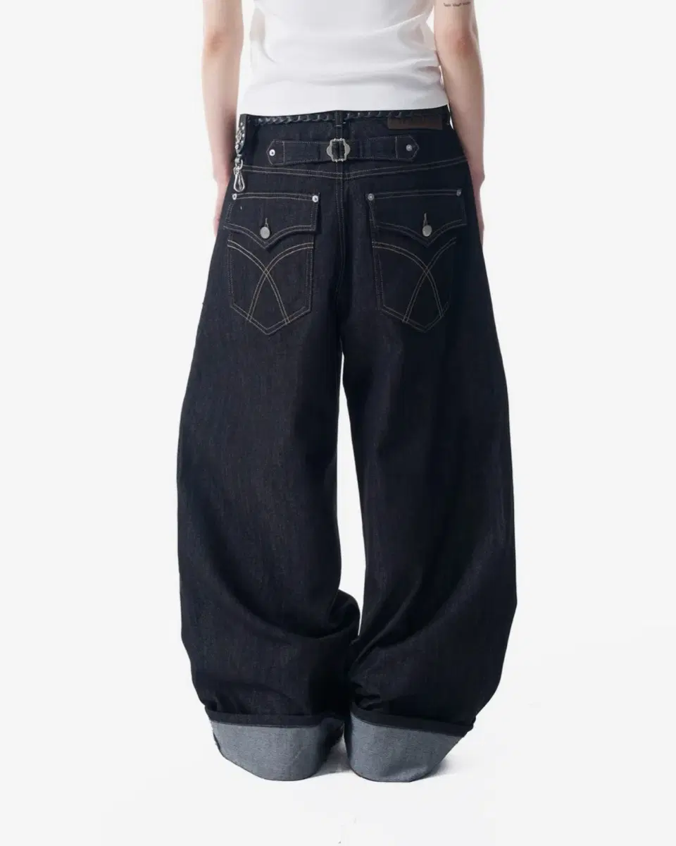 Aakam Denim Pants Cinch Back Denim Pants (Black)