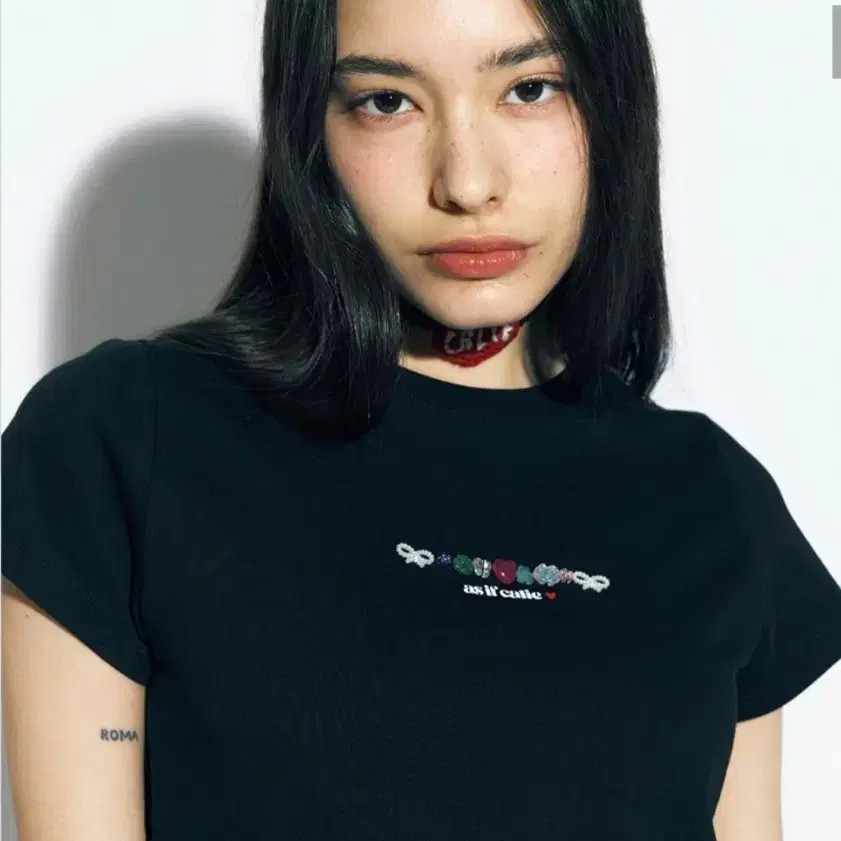 애즈이프캘리 캘리 비즈 베이직 티셔츠 블랙