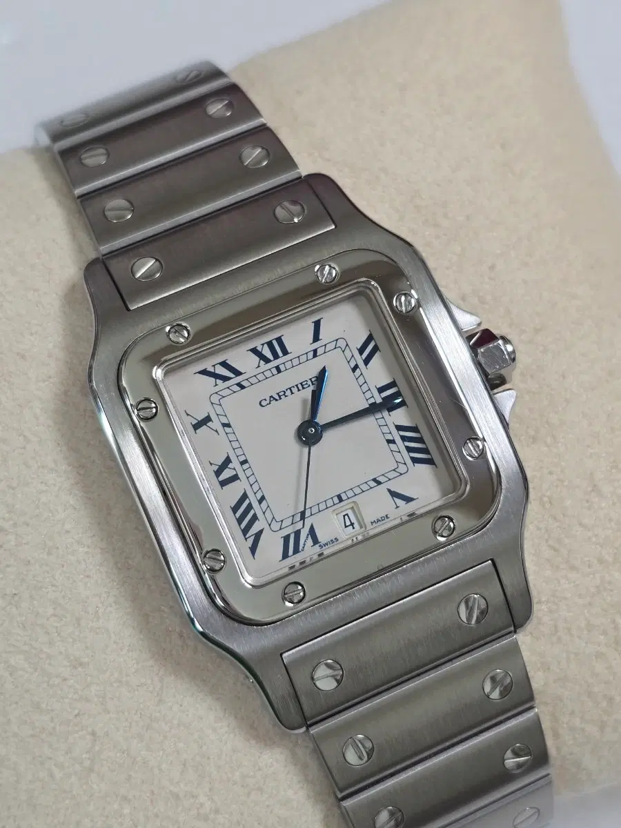 까르띠에 산토스 갈베 LM 29mm 스틸 쿼츠 시계 (04년식 양문형 버클)