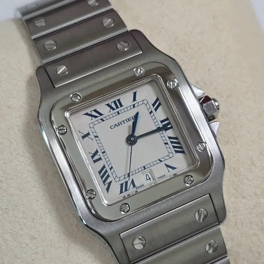 까르띠에 산토스 갈베 LM 29mm 스틸 쿼츠 시계 (04년식 양문형 버클) 사진 1