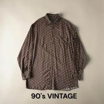 90's 빈티지 기하학 패턴 긴팔 레이온 셔츠 빅 사이즈 90년대 구제 의류 올 패턴