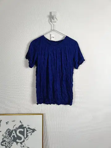 ISSEYMIYAKE me 주름 가공 티셔츠 블루 FREE 사이즈 새상품급
