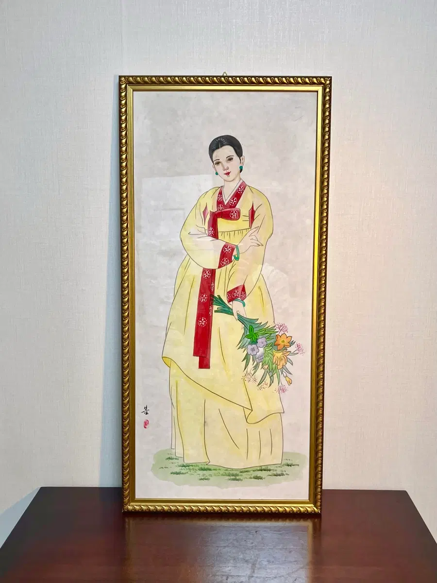 북한 조선화 미인도 - 봄 (96cm)
