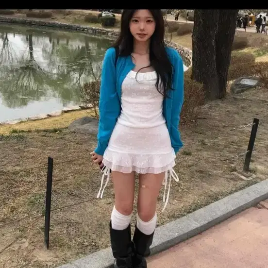 (새상품) 레이스 셔링 뷔스티에 미니 원피스