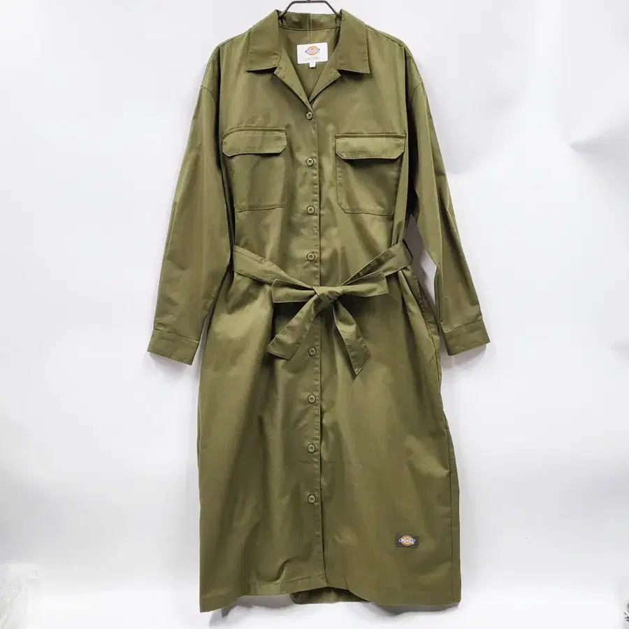 DICKIES 디키즈 워크웨어 오버핏 터크 셔츠원피스 트렌치코트 올리브 C947
