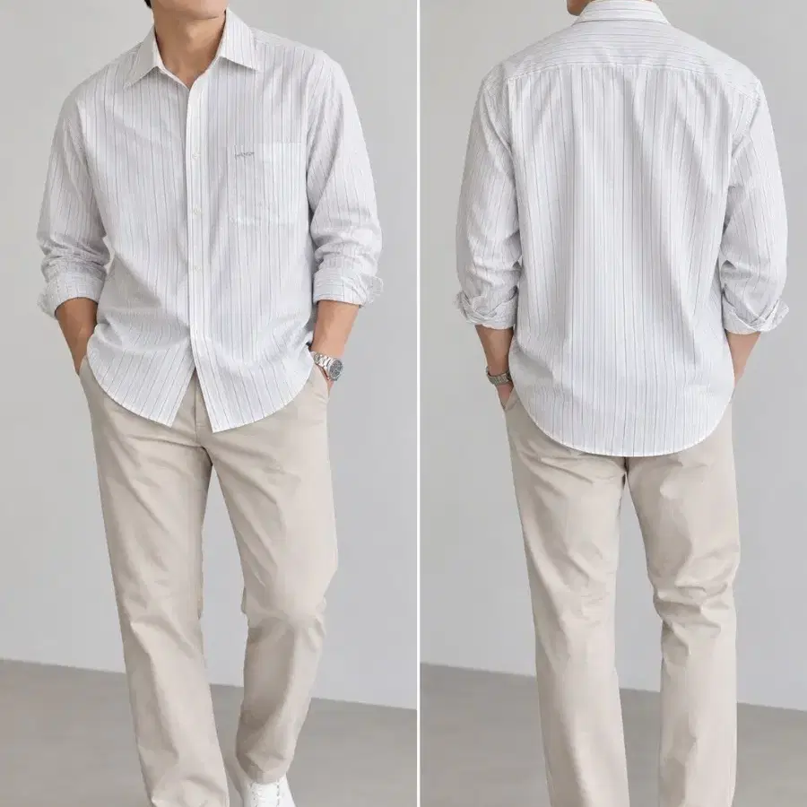 LANVIN COLLECTION 남성 스트라이프 셔츠105~110