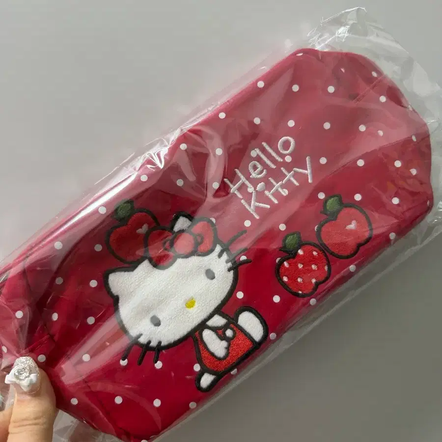 헬로키티 딸기 패턴 파우치