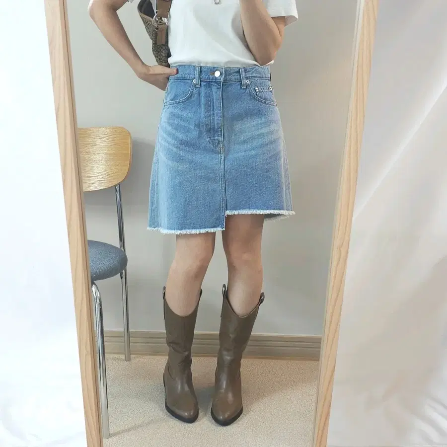 (M)ORR 여성 언발란스 청 데님 스커트 G12W4965