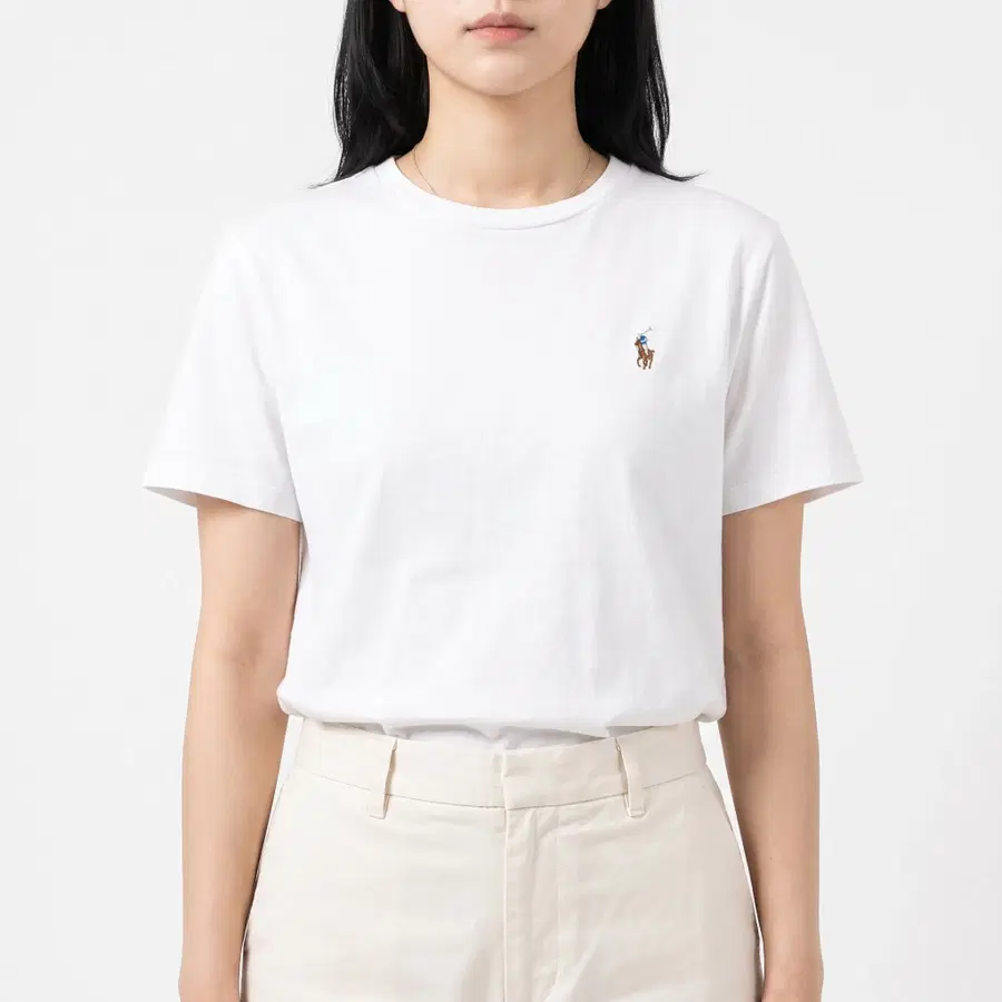 폴로 랄프로렌 멀티 컬러 포니 화이트 반팔 티셔츠 XS