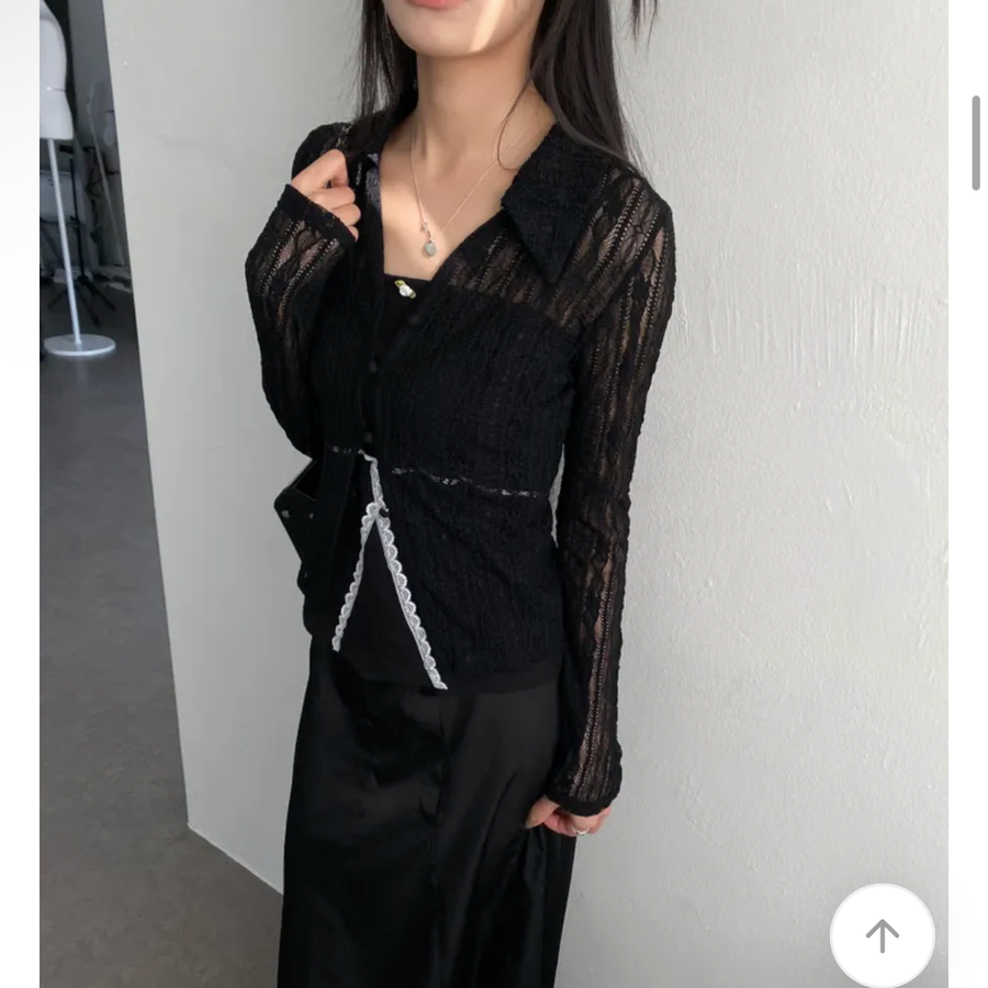 레이스 카라 가디건 블랙(교신X)