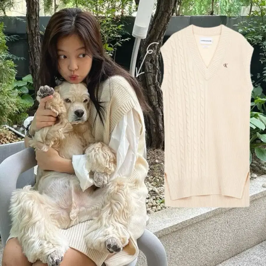 캘빈클라인진 제니 니트베스트 원피스