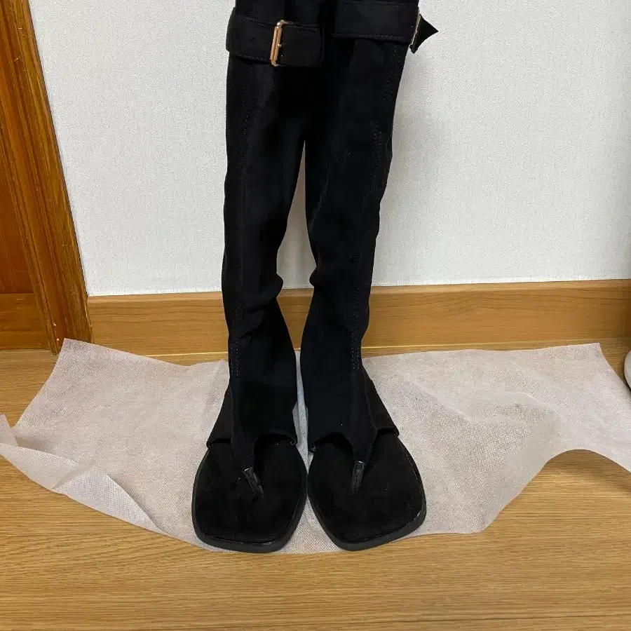 블랙 스웨이드 쪼리 롱부츠 240