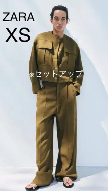 [ 새상품 ZARA 완판템 ] 올리브 그린 셋업 XS 정가 31580엔
